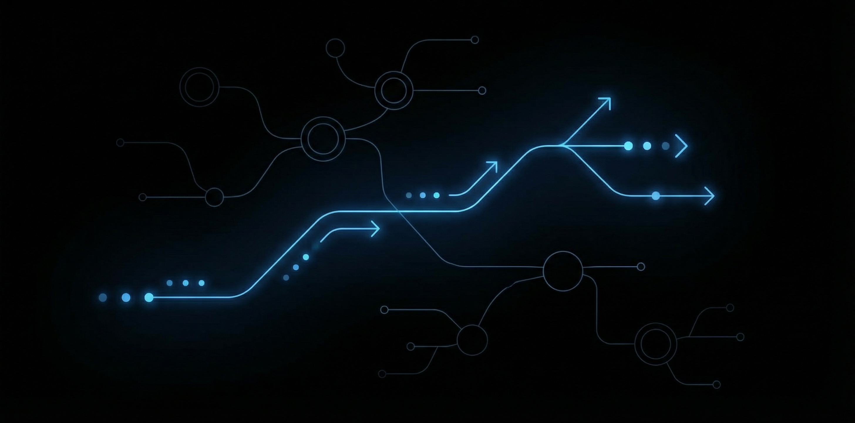 Learning platform illustration with connected nodes and progress arrows.